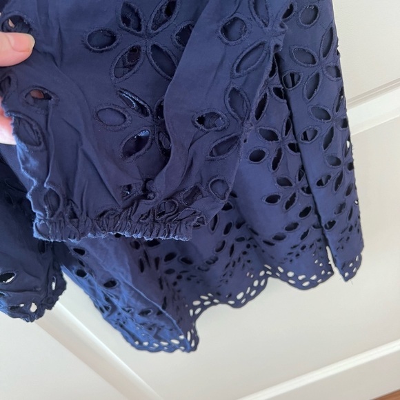 Lilly Pulitzer Women's Alyna Long Sleeve Eyelet Dress In True Navy Soiree Eyelet - Picture 7 of 16